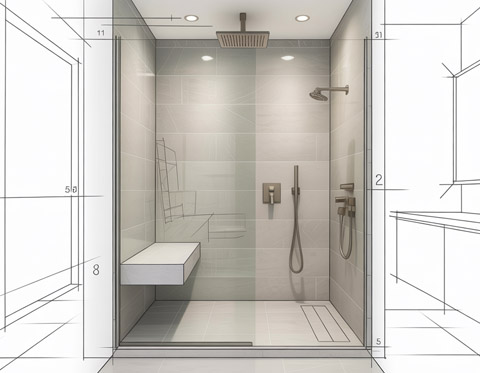 An image of a wetroom installation mock up